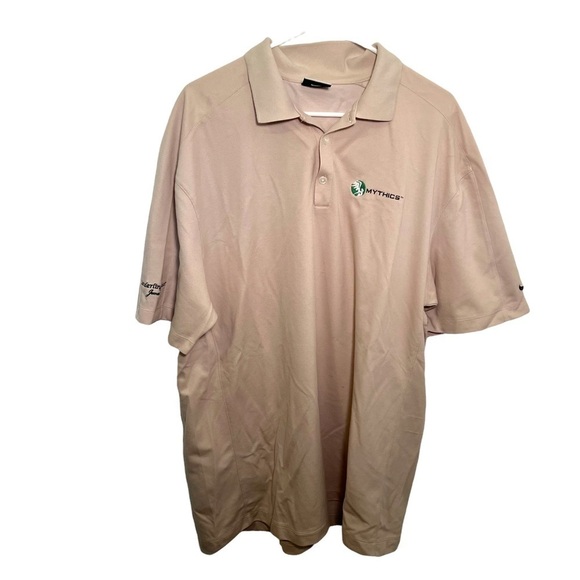 Nike Golf Polo Shirt Beige Mythics Embroidered - Picture 1 of 11